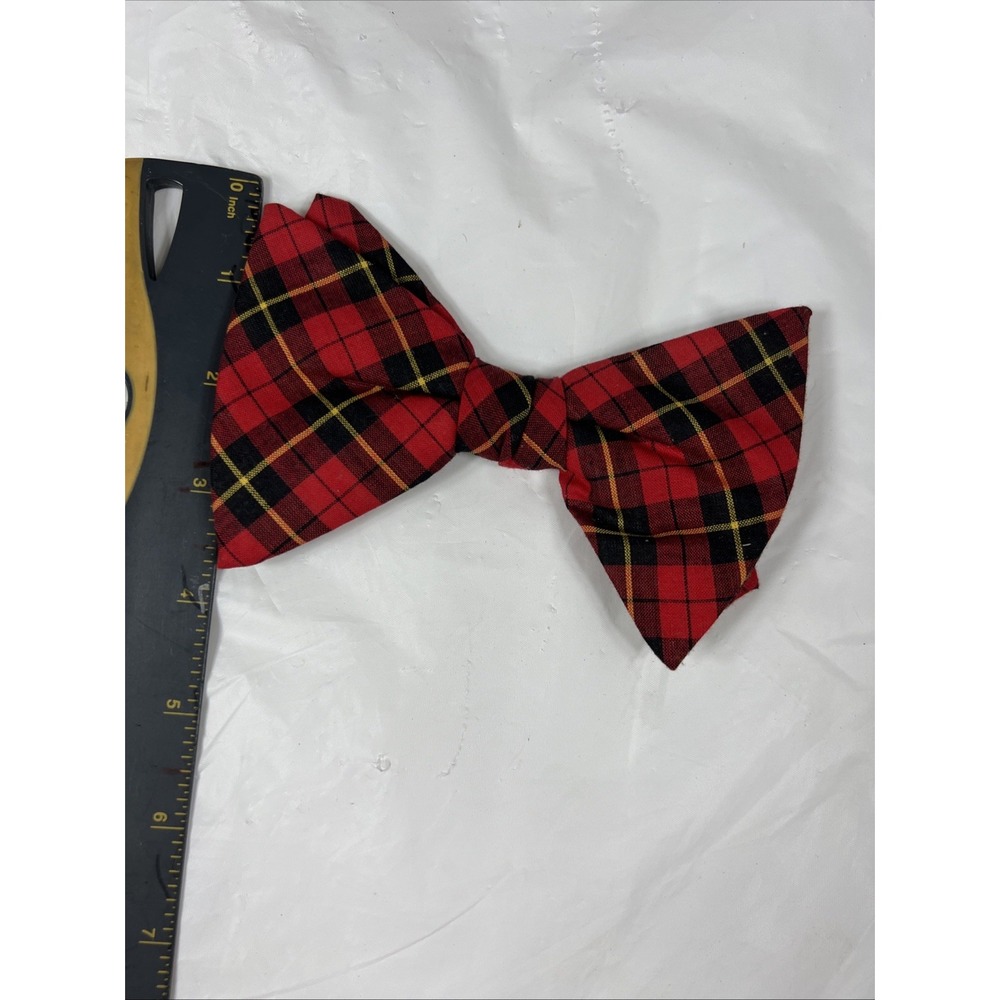 Vintage Royal Rust Resistant Clip on Bow Tie Bowtie 1960s 1970's Red Plaid - Picture 10 of 10